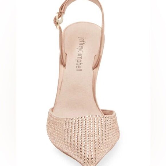 NWOB Jeffrey Campbell Zivote Crystal Satin Slingback Heels in Light Pink size 7 - Picture 4 of 13